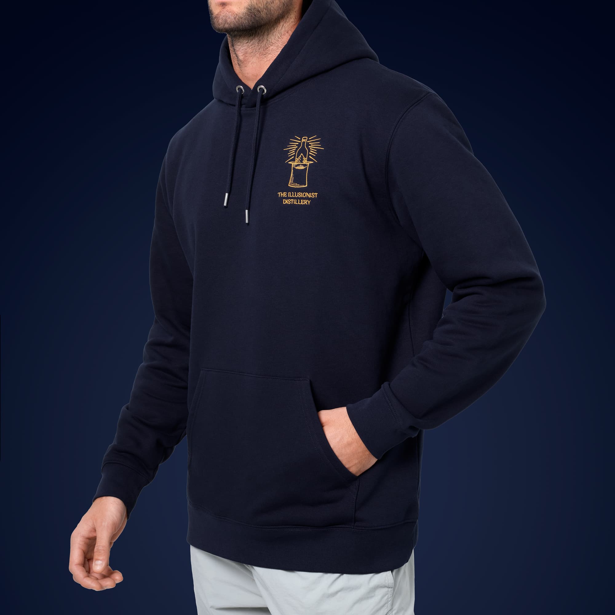 The Illusionist Distillery Hoody felpa cappuccio blu cotone bio