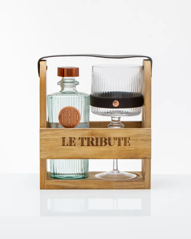 LE TRIBUTE Gin Gift Pack Cassa Legno con Bicchiere Balloon