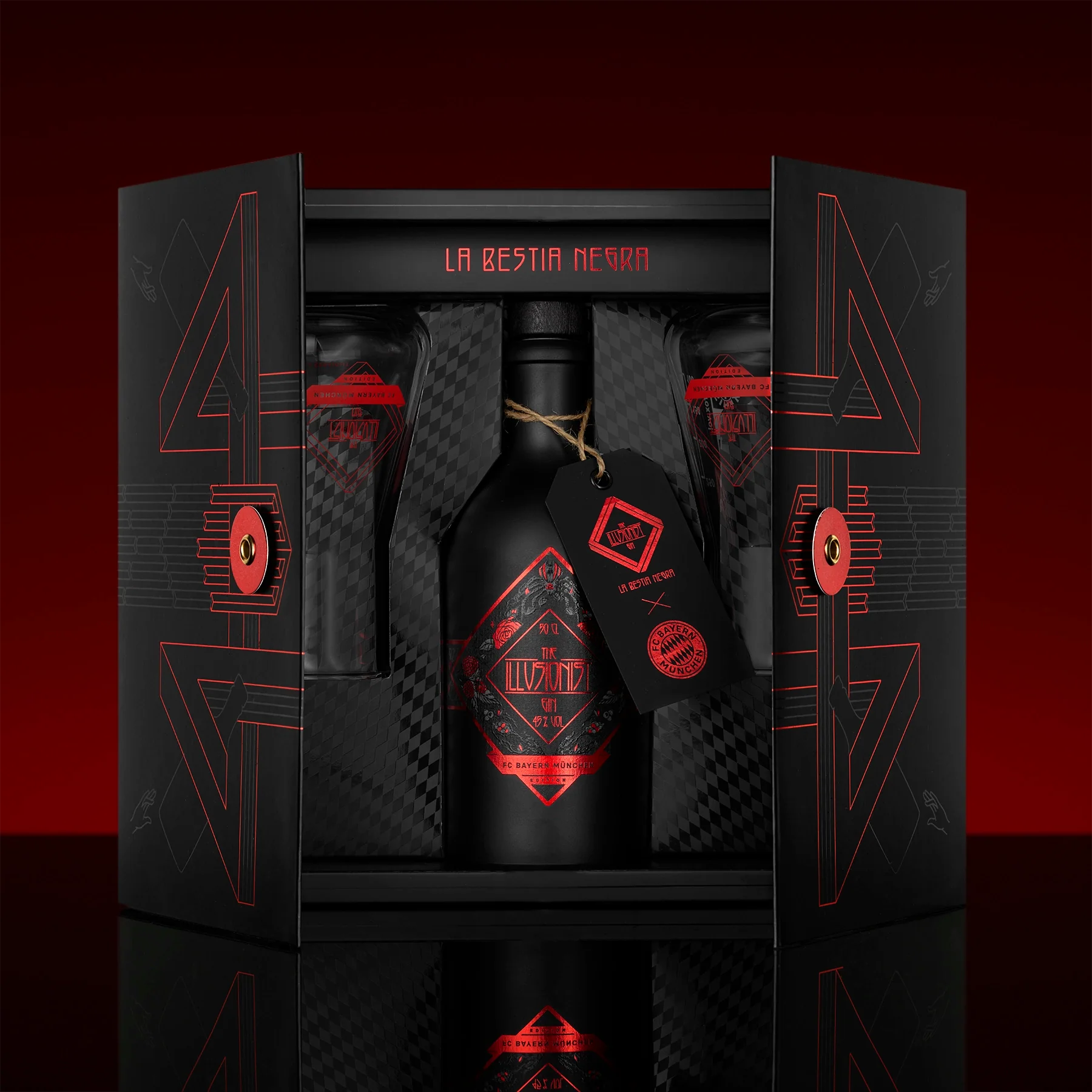 The Illusionist La Bestia Negra gift box gin Bayern 50 cl 45% flacon