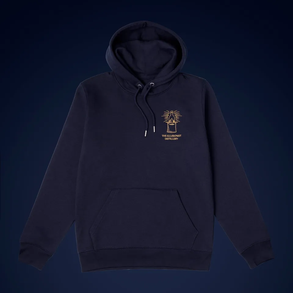 The Illusionist Distillery Hoody felpa cappuccio blu cotone bio