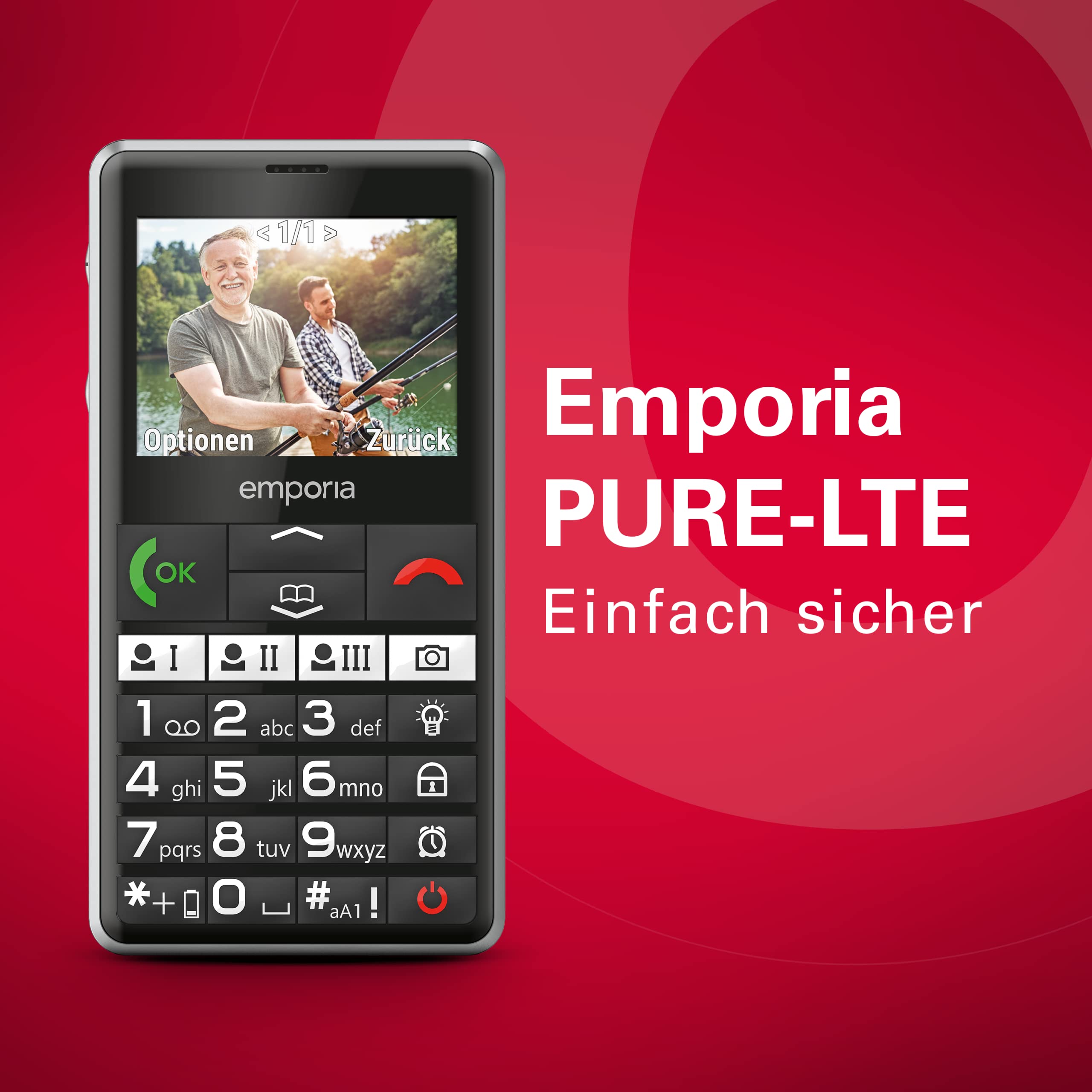 Emporia Pure LTE Telefono per Anziani Nero 4G SOS