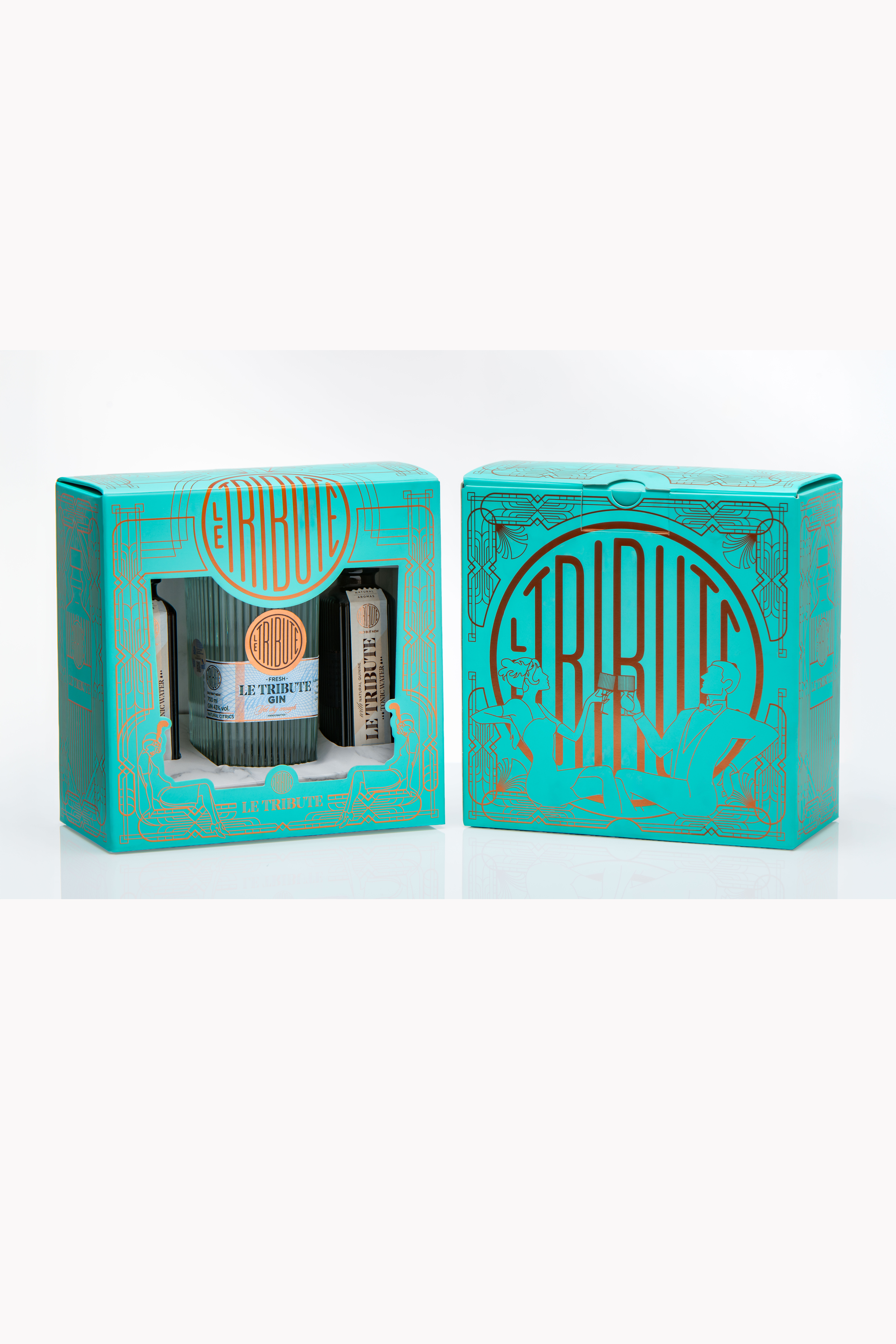 LE TRIBUTE Pack Turchese Gin + 2 Toniche Cofanetto Regalo