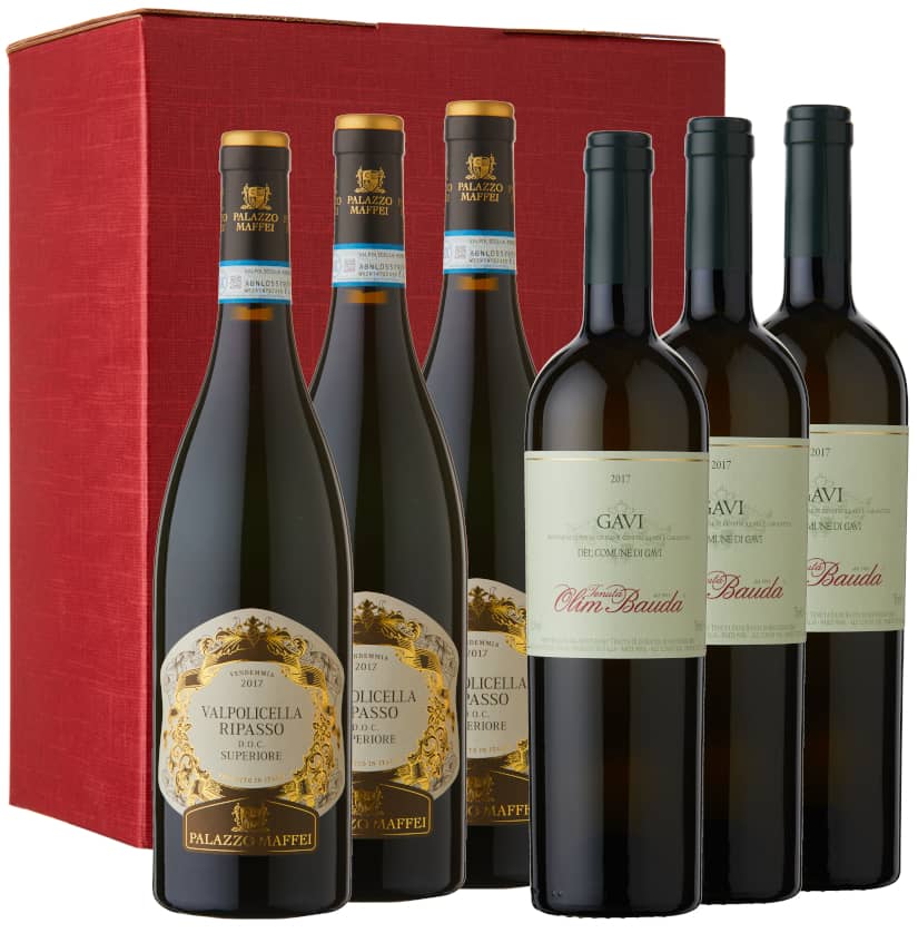 Italian Inspiration cofanetto vino Gavi + Ripasso 2 bottiglie legno