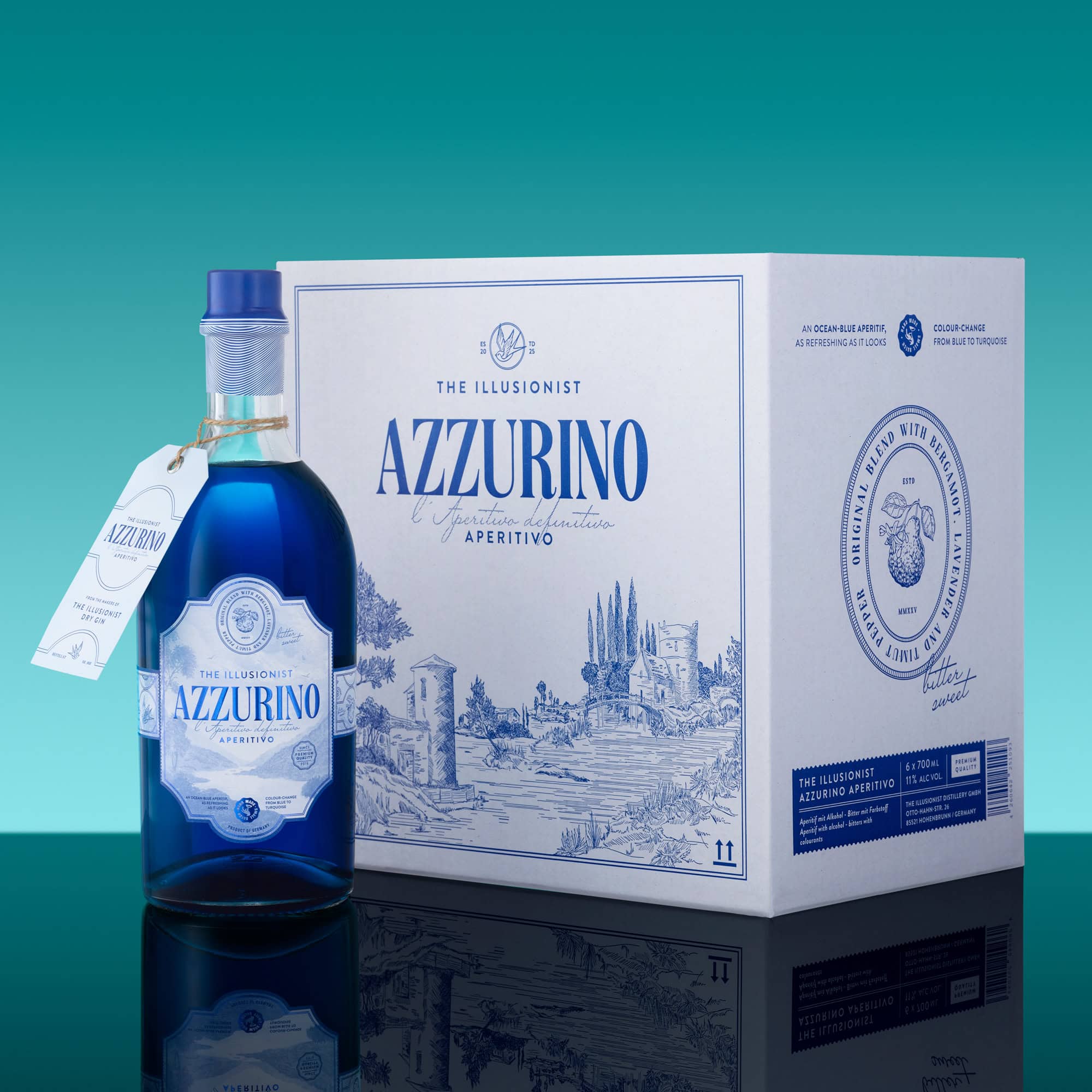 The Illusionist Azzurino Aperitivo 3x700ml con 6 Bicchieri 11%