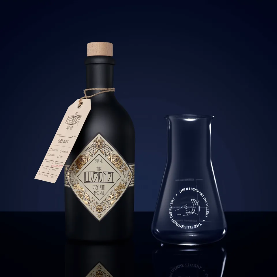 The Illusionist Dry Gin set 6x500ml + 6 bicchieri floreale