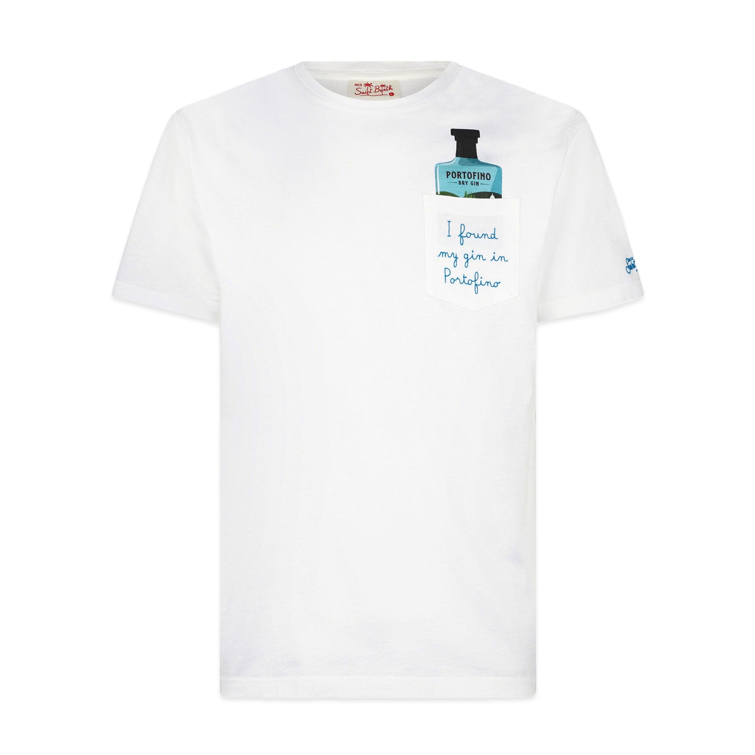 Portofino T-shirt cotone bianca ricamata taglia M manica corta