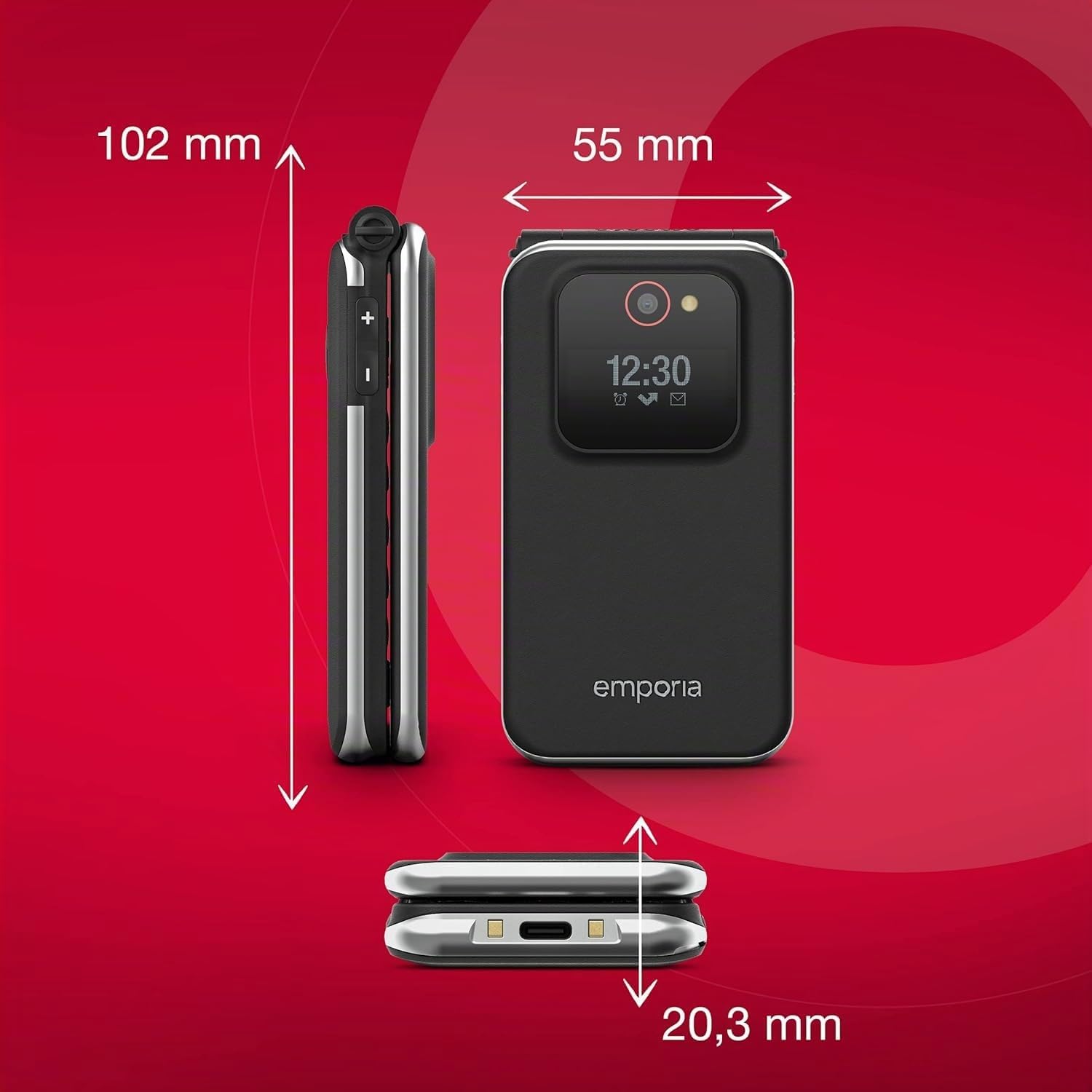 Emporia JOY-LTE Telefono a Conchiglia per Anziani Rosso 2.8"