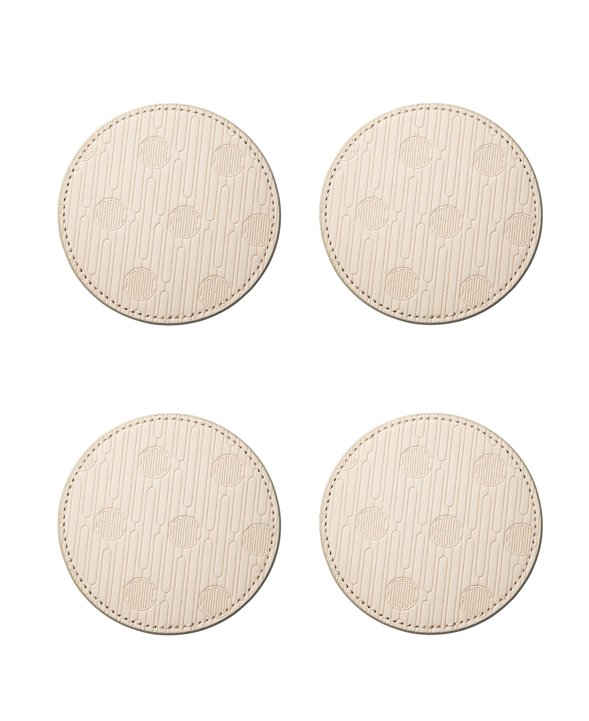 LE TRIBUTE Sottobicchieri Beige Ecopelle 4 Pezzi Incisi