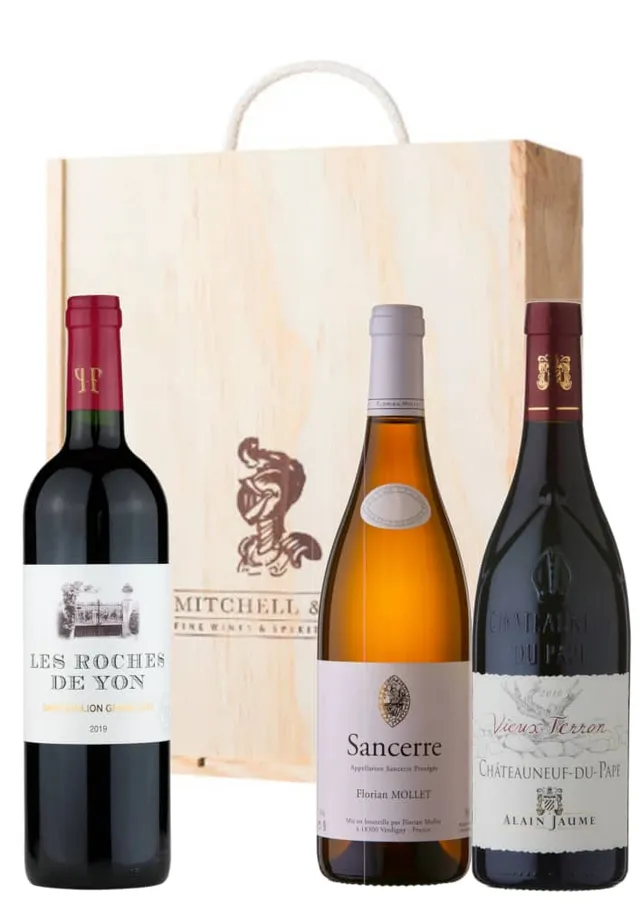 Mitchell & Son French Deluxe Cesto Vino 3 Bottiglie Cassetta Legno