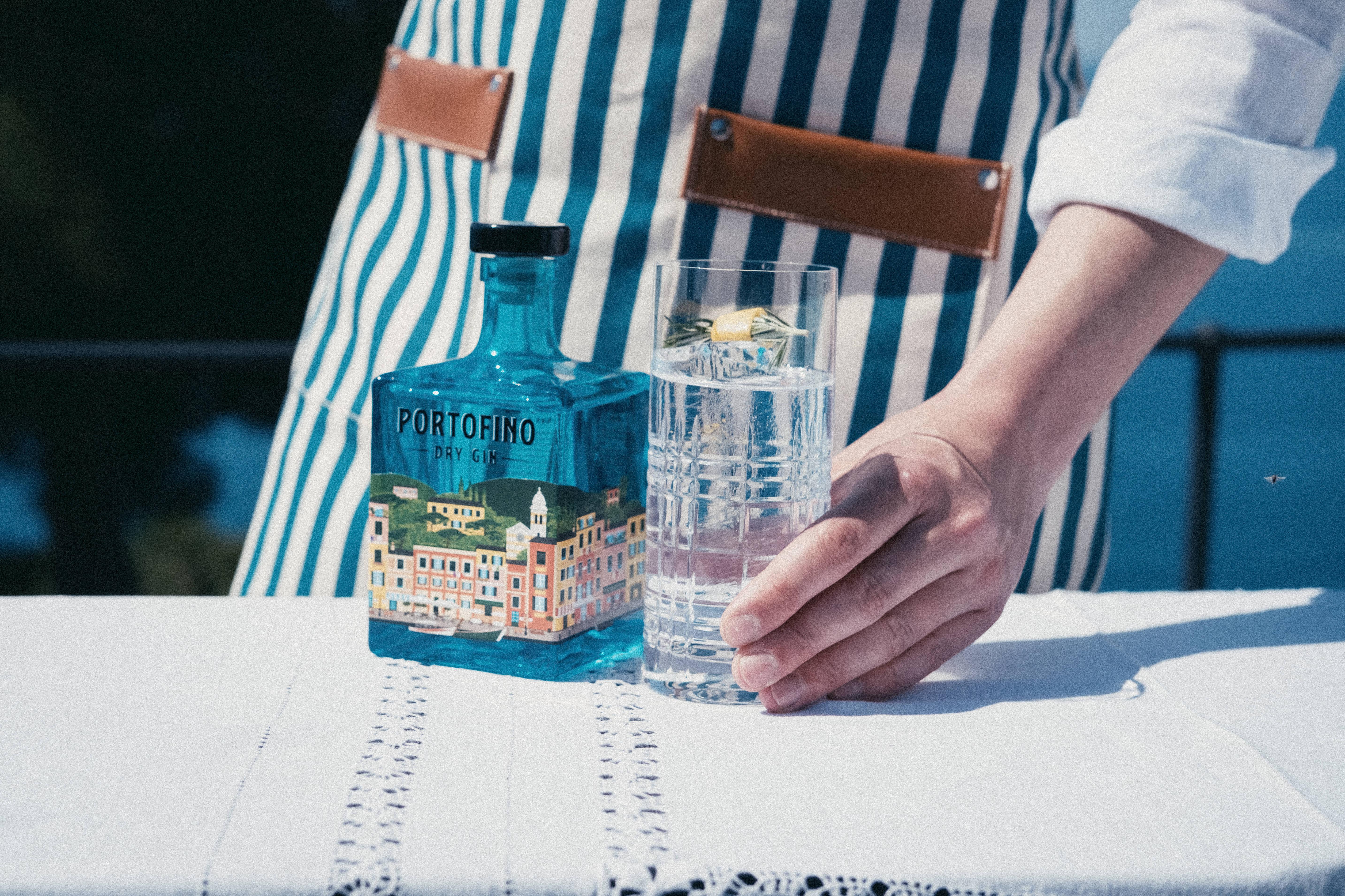Portofino Gin Lifestyle Grembiule a Righe Cotone con Pelle