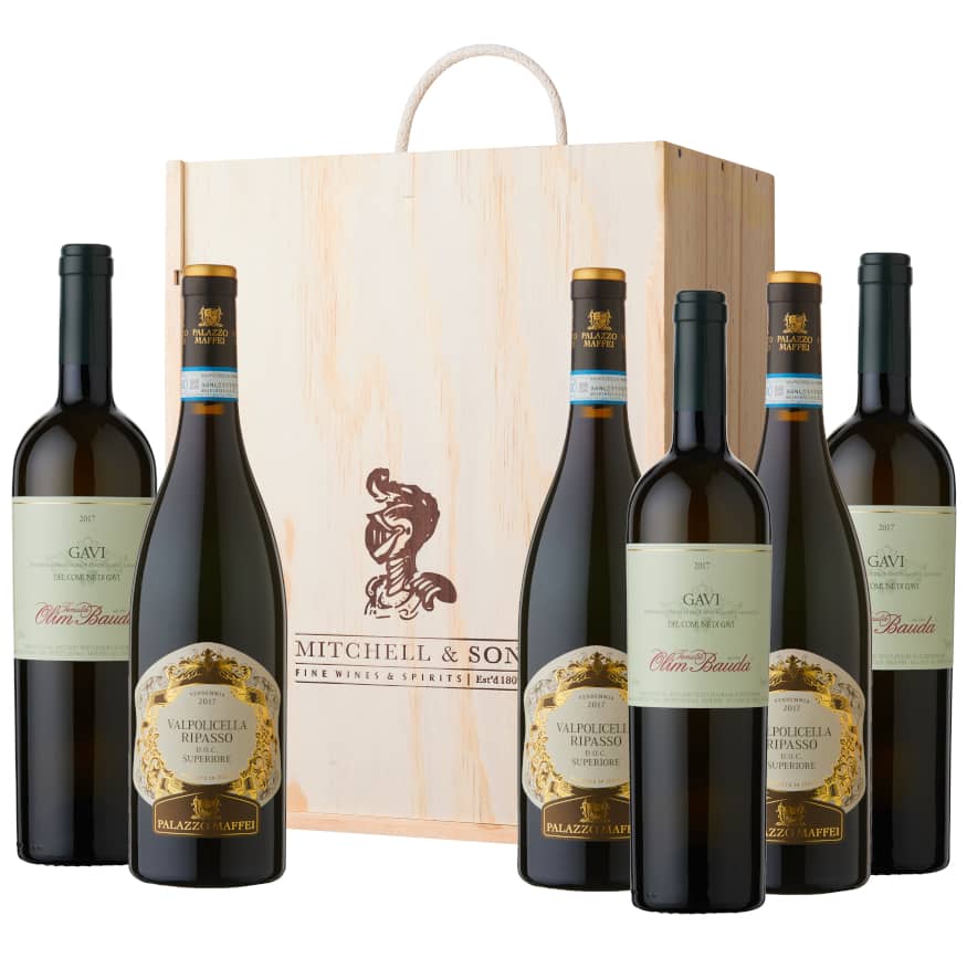 Italian Inspiration cofanetto vino Gavi + Ripasso 2 bottiglie legno