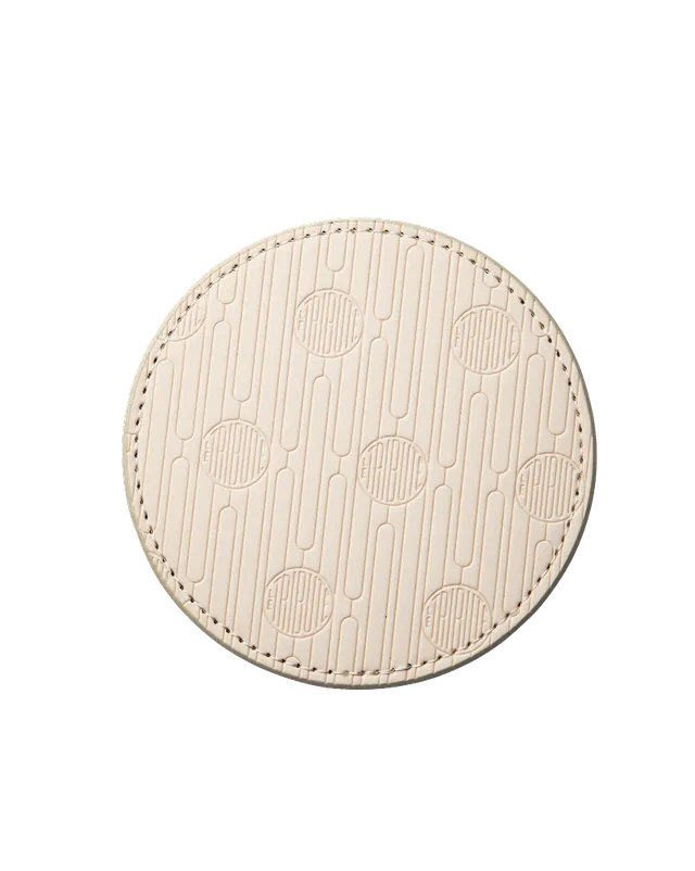 LE TRIBUTE Sottobicchieri Beige Ecopelle 4 Pezzi Incisi