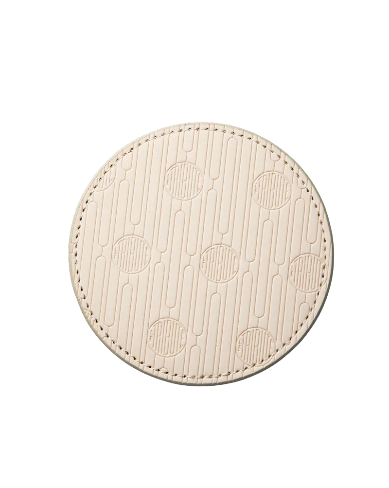 LE TRIBUTE Sottobicchieri Beige Ecopelle 4 Pezzi Incisi