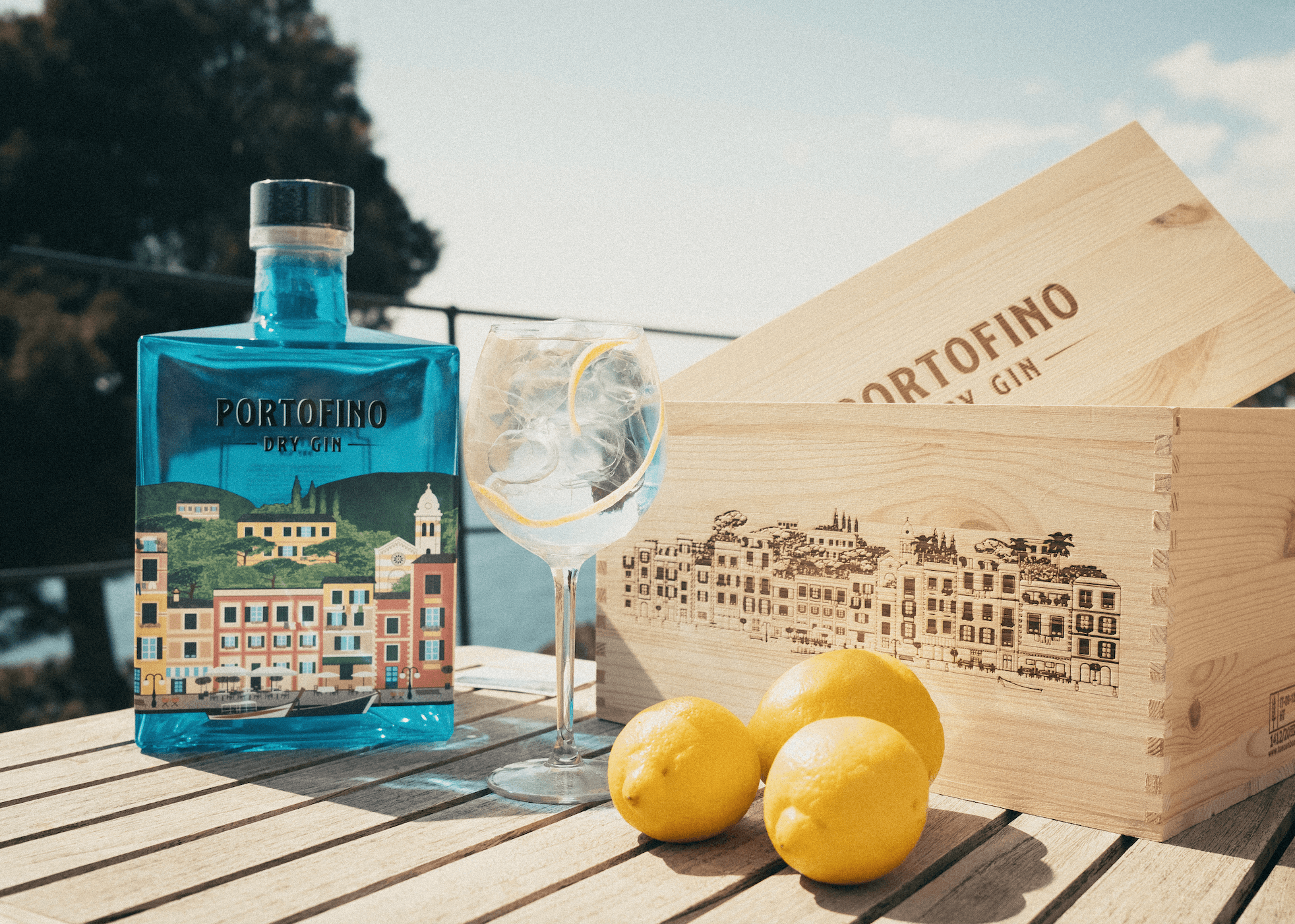 Portofino Gin Dry Gin 5 LT Cassa Legno 21 Botaniche