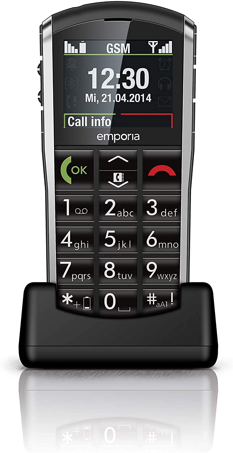 Emporia Pure Telefono per Anziani Nero con Tasto SOS