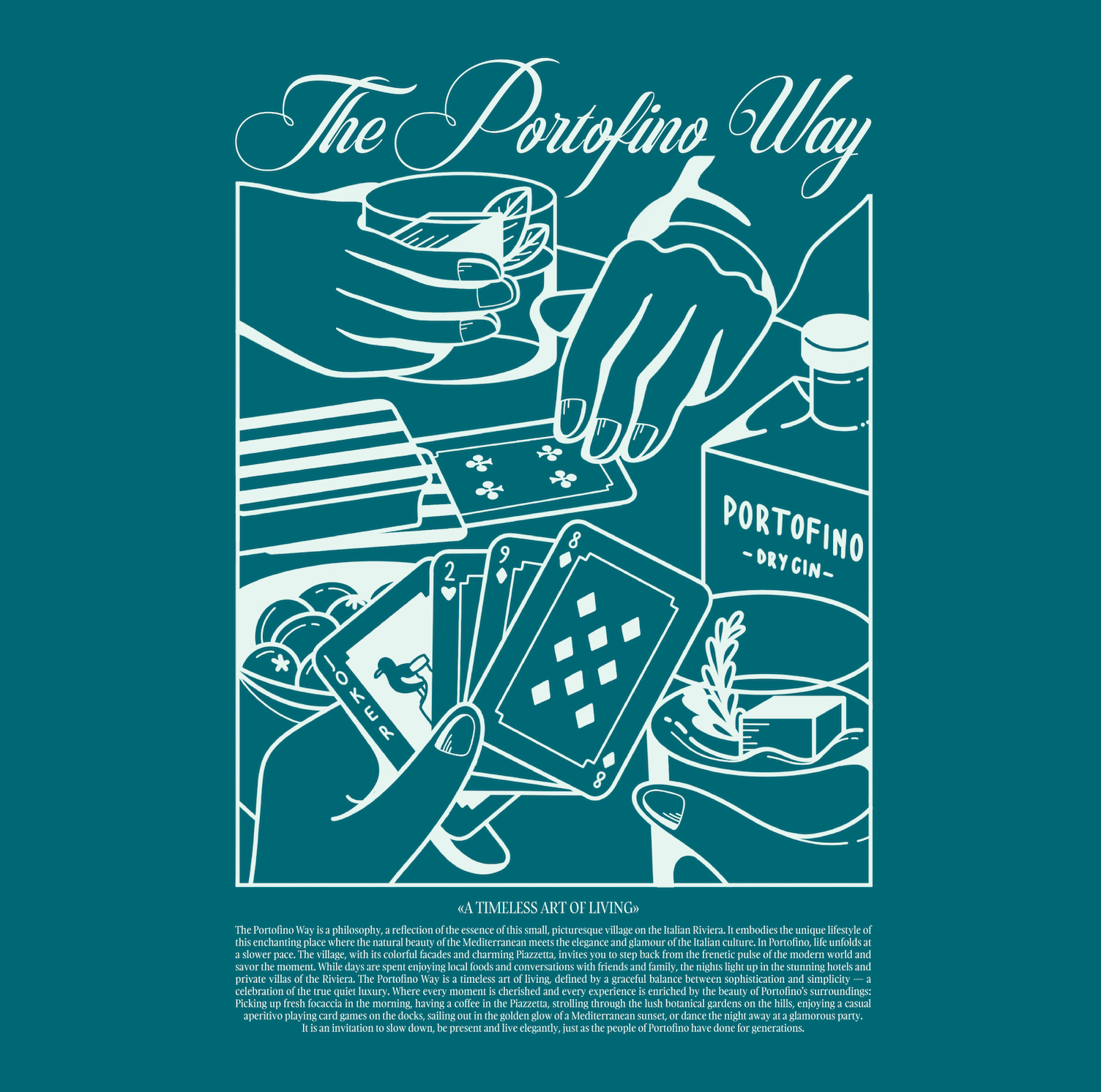 Portofino Gin The Portofino Way T-shirt verde riviera cotone