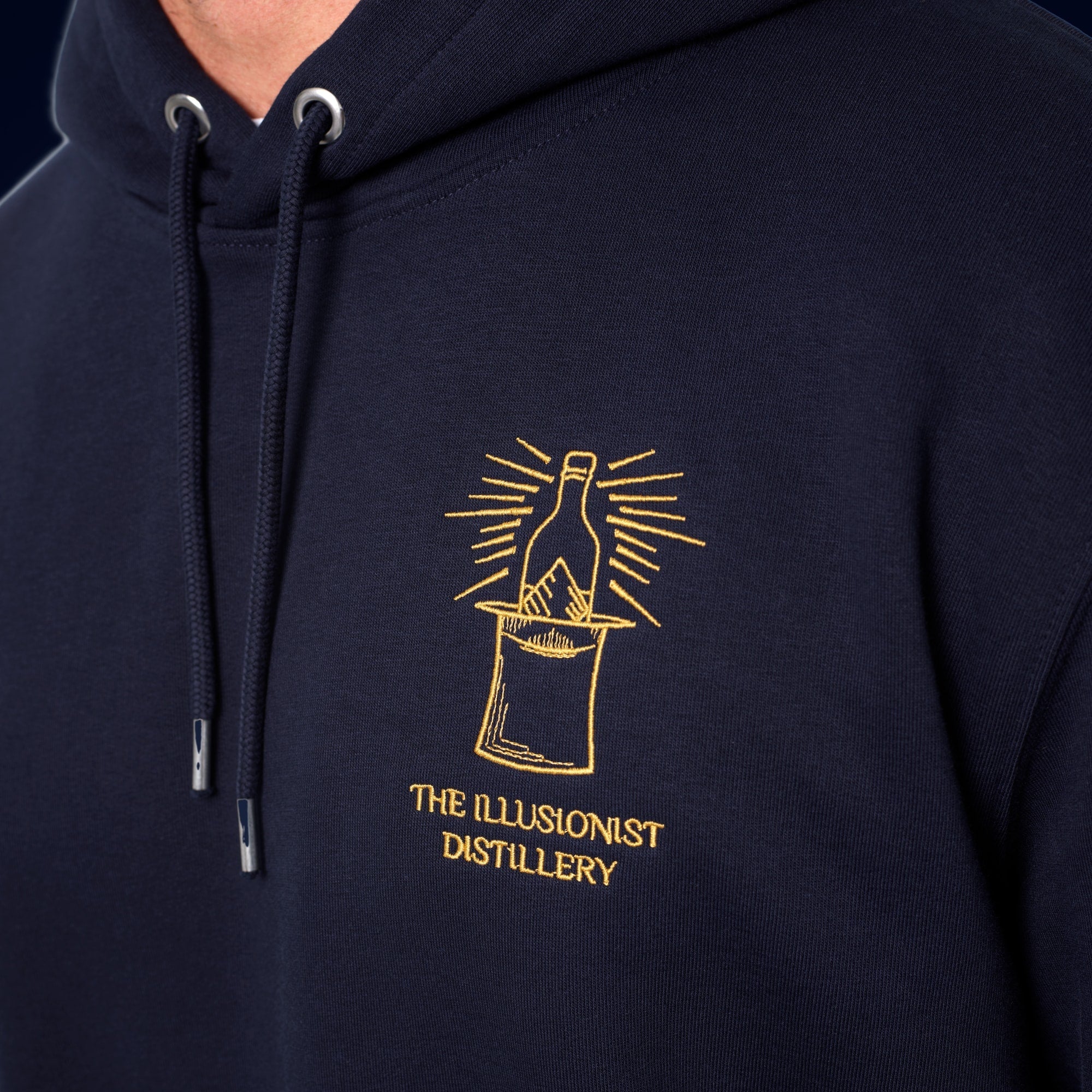 The Illusionist Distillery Hoody felpa cappuccio blu cotone bio
