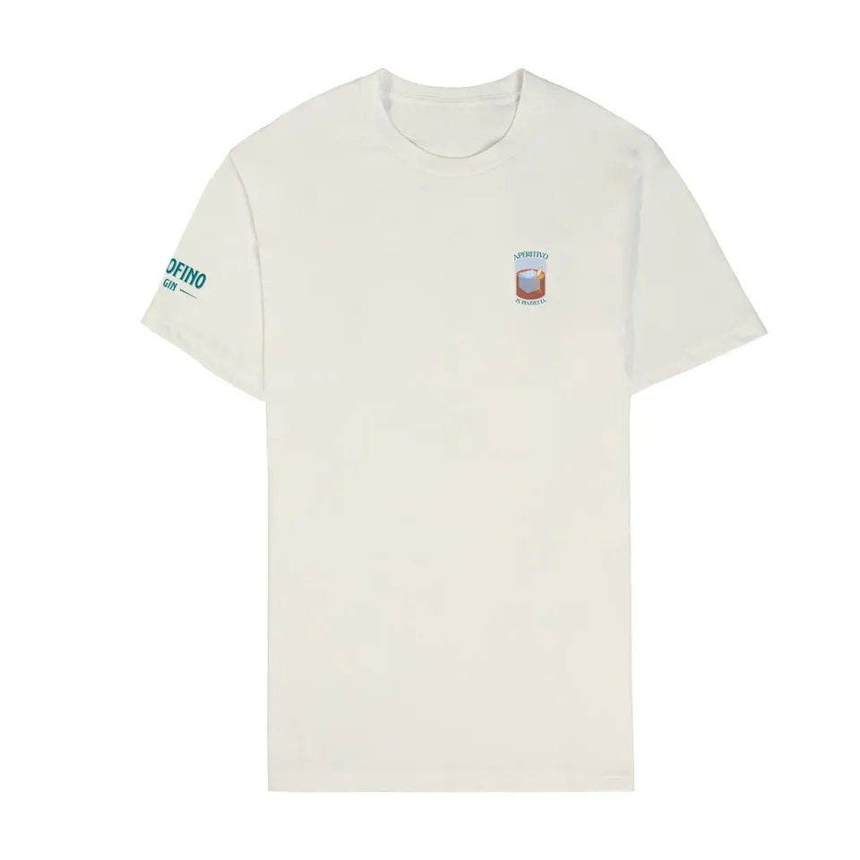 Portofino T-Shirt Aperitivo in Piazzetta cotone organico bianca