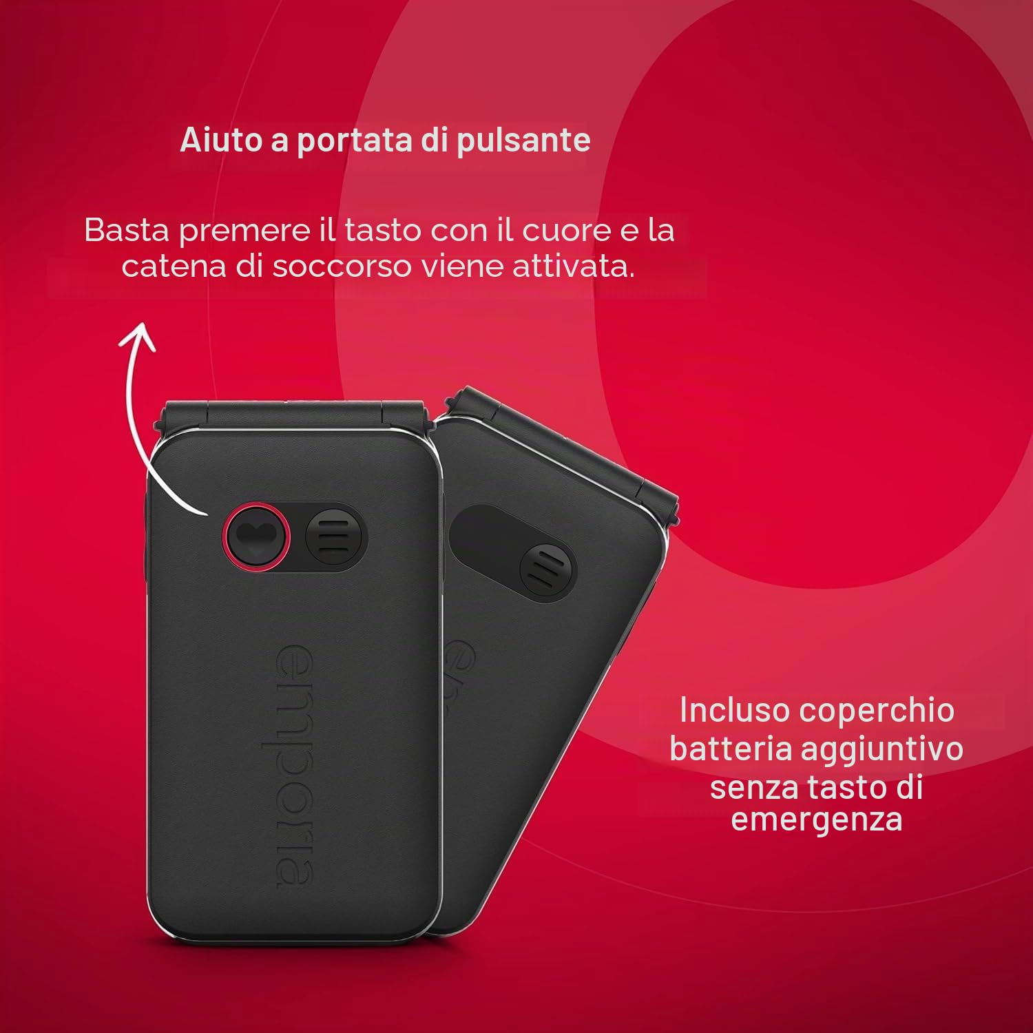 Emporia JOY-LTE Telefono a Conchiglia per Anziani Rosso 2.8"
