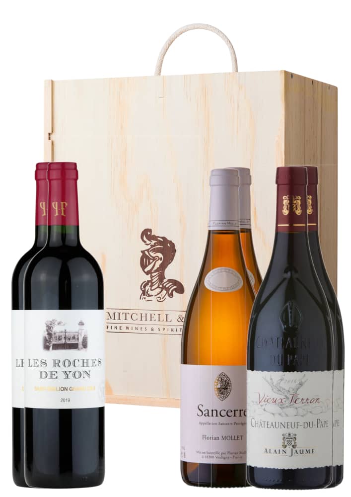 Mitchell & Son French Deluxe Cesto Vino 3 Bottiglie Cassetta Legno