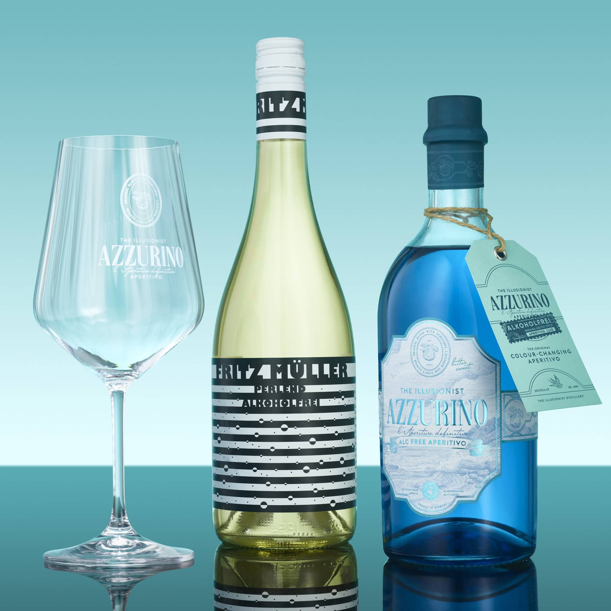 The Illusionist Azzurino Spritz Society Set analcolico 2+4 bottiglie+6 calici