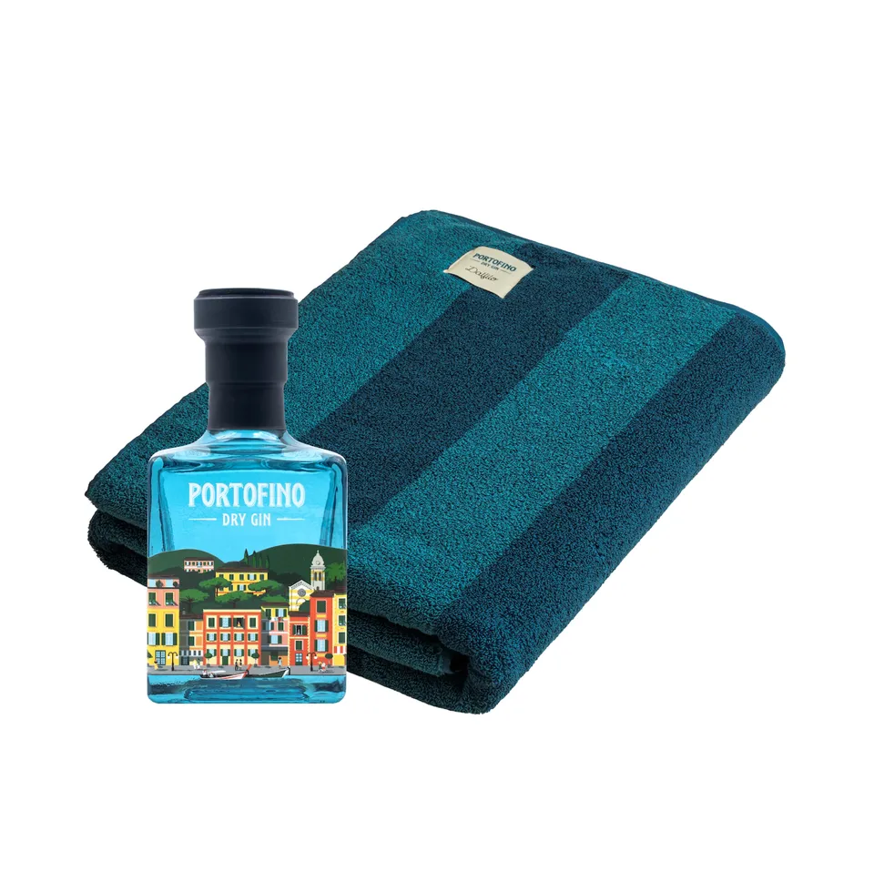 Portofino Bundle set telo mare cotone + Dry Gin 100 ml