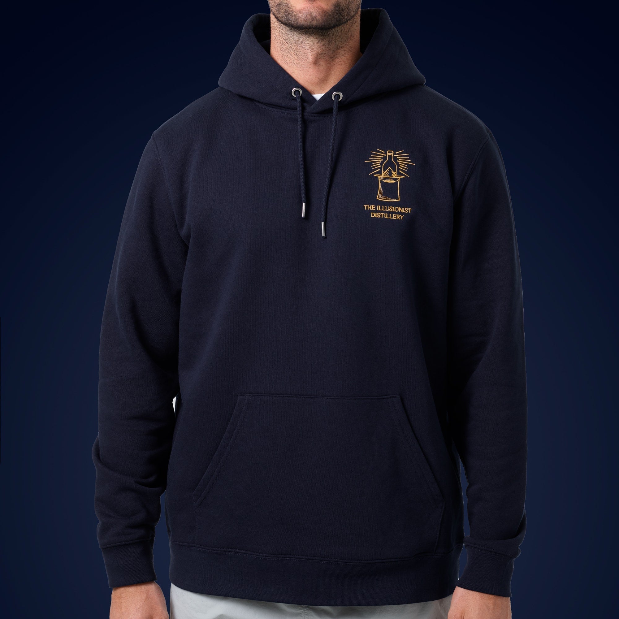 The Illusionist Distillery Hoody felpa cappuccio blu cotone bio