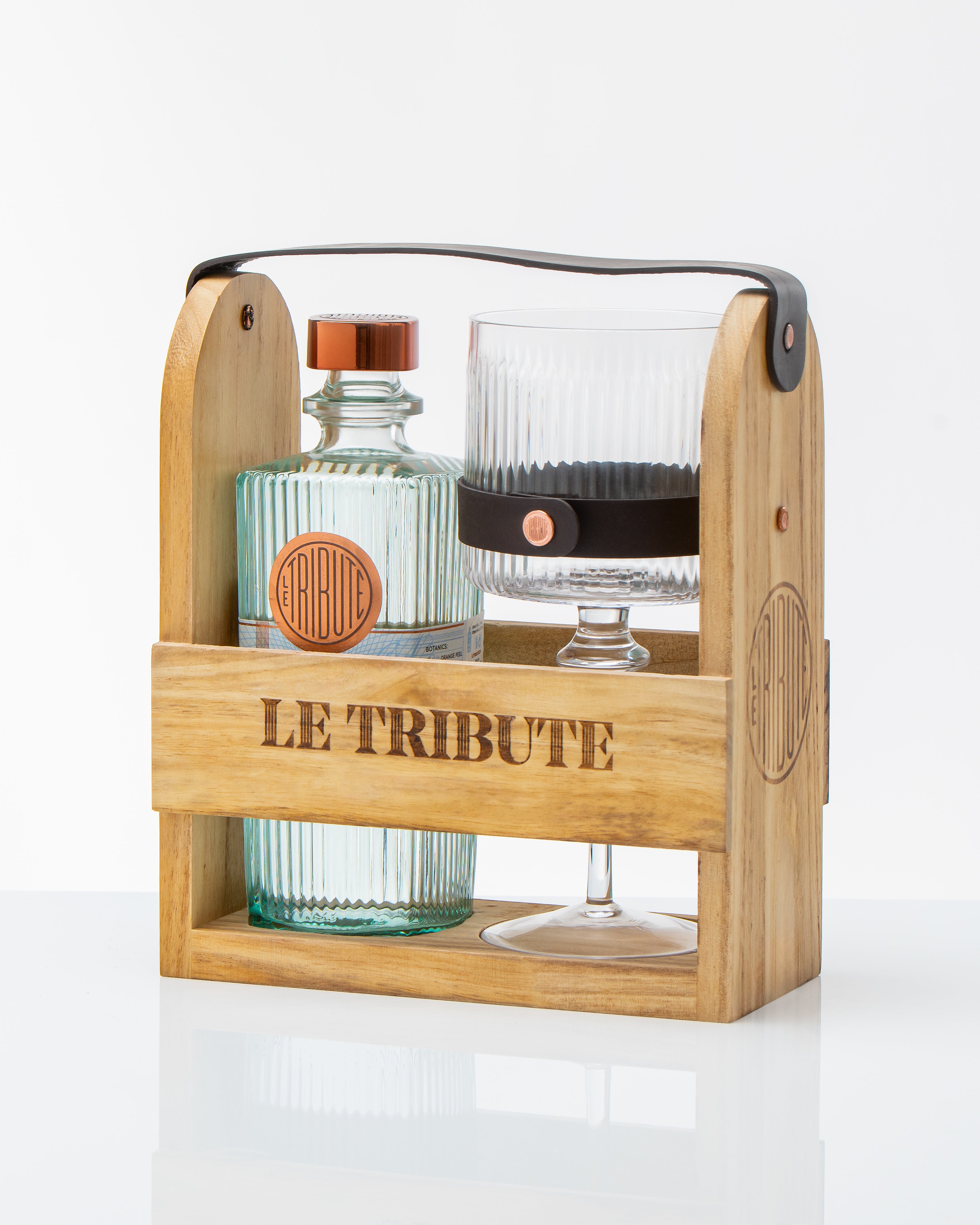 LE TRIBUTE Gin Gift Pack Cassa Legno con Bicchiere Balloon