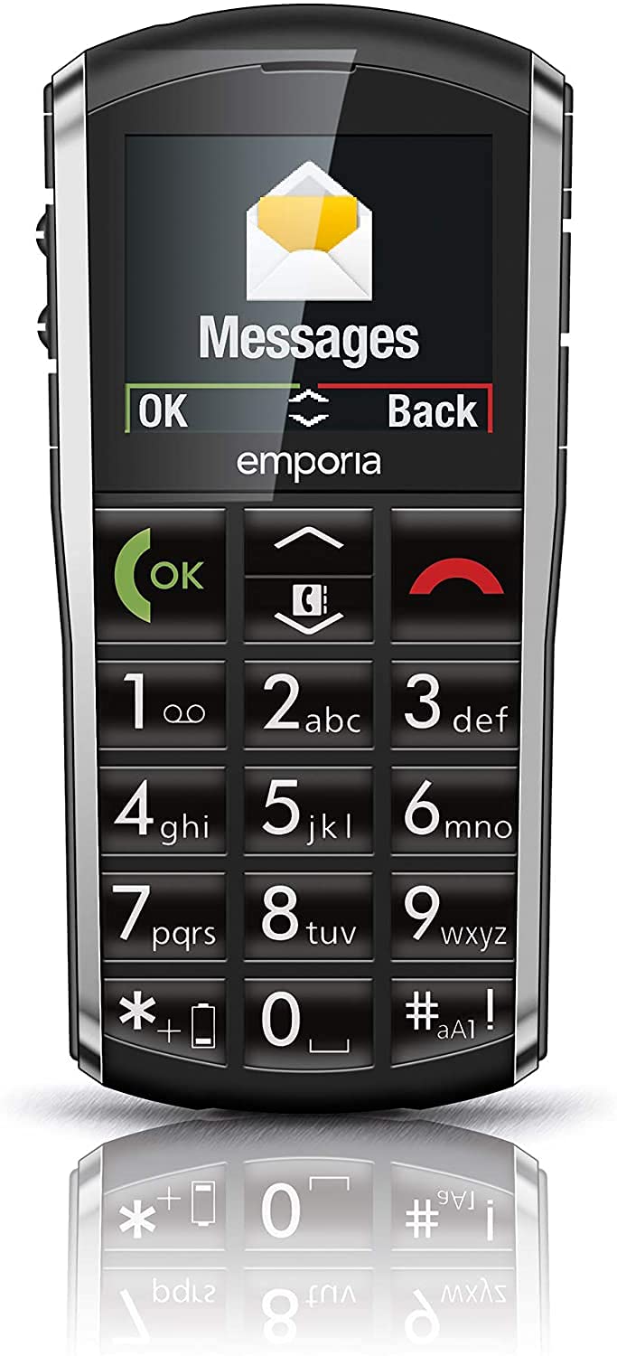 Emporia Pure Telefono per Anziani Nero con Tasto SOS