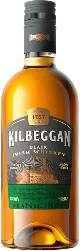 Kilbeggan Black whiskey irlandese bottiglia doppio distillato torbato