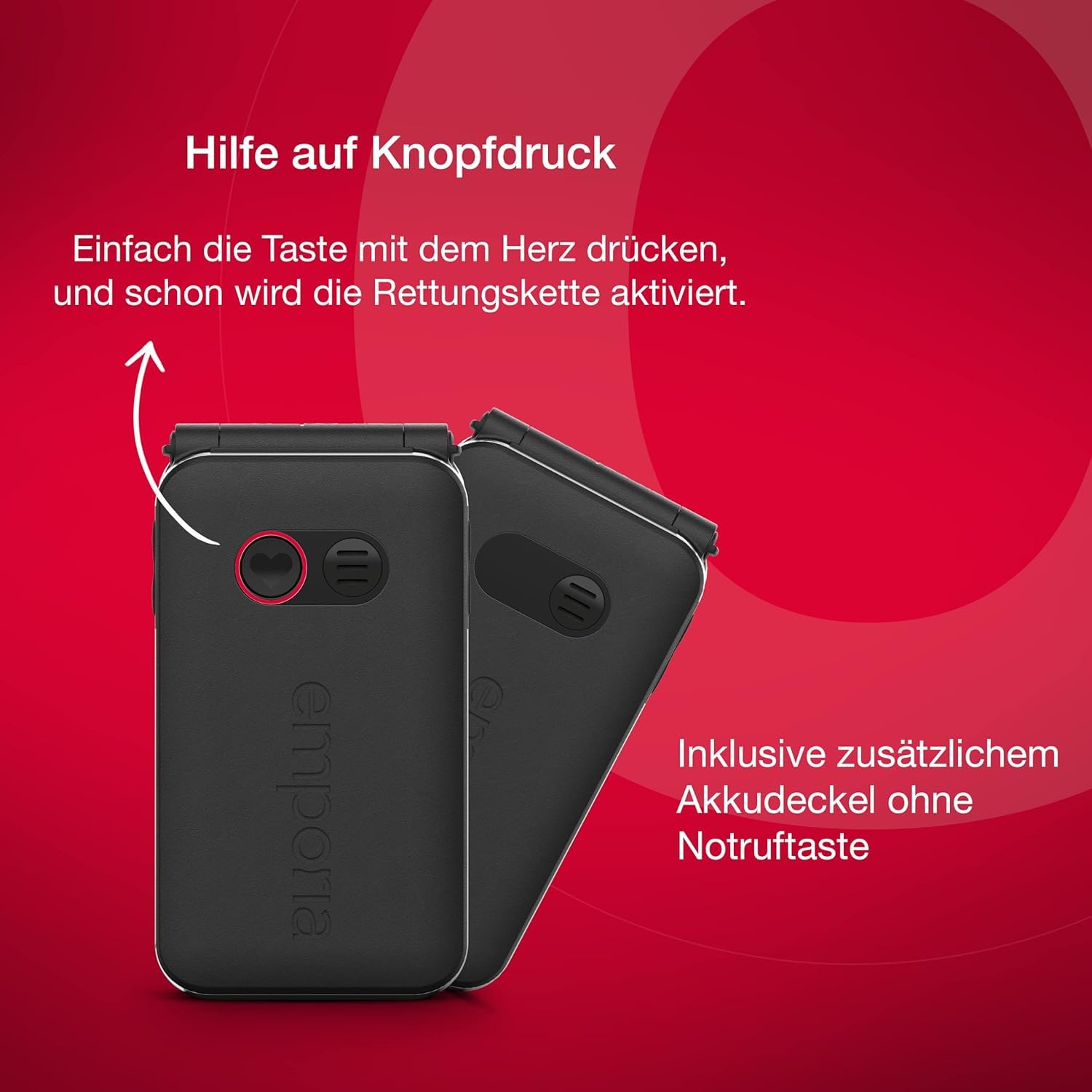 Emporia JOY-LTE Telefono Conchiglia 4G Rosso Display 2,8"