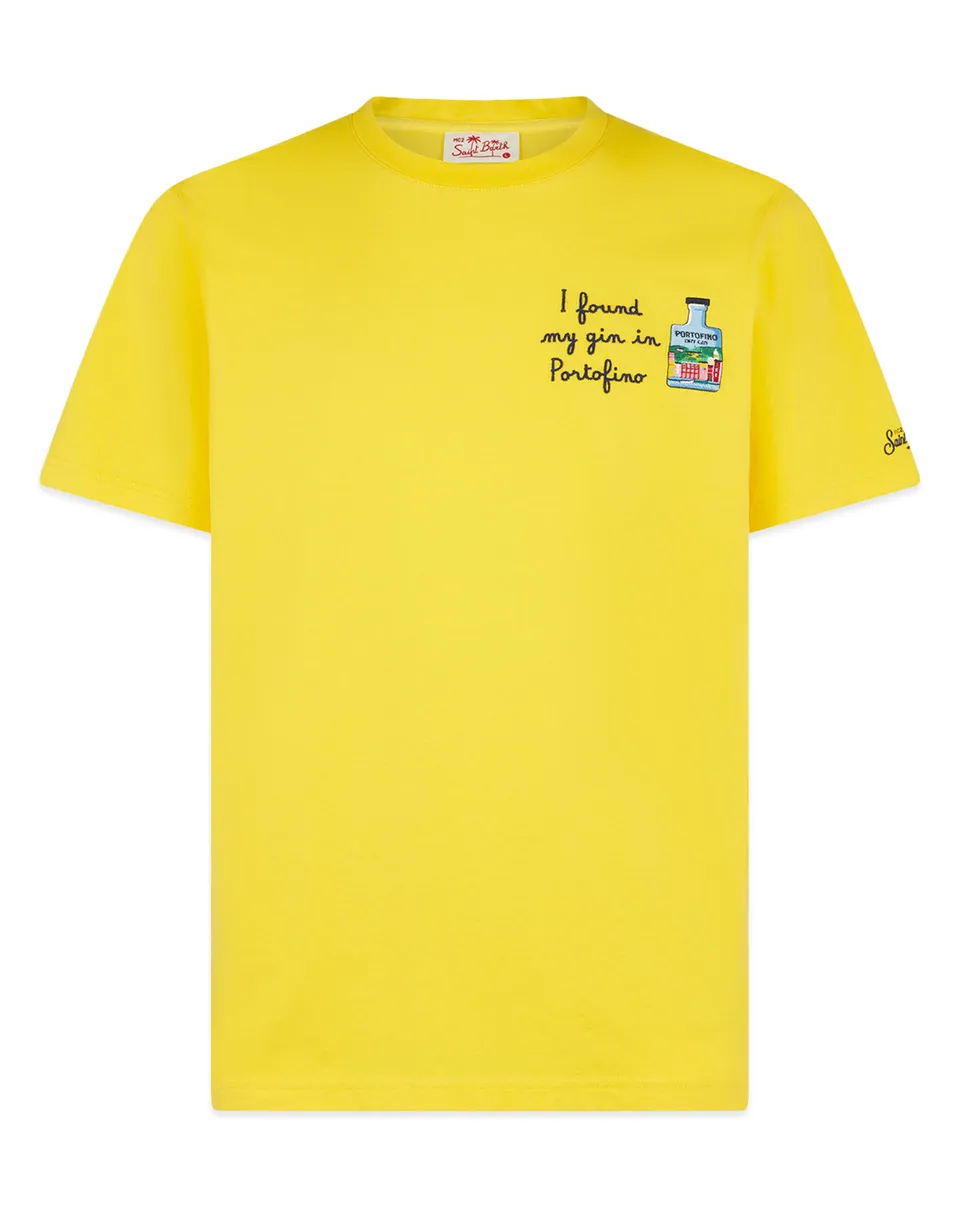 Portofino Gin Lifestyle T-Shirt Cotone Gialla Ricamata